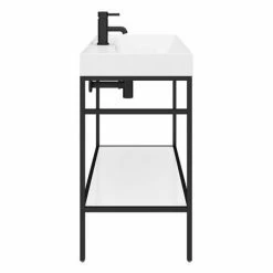 Venice Matt Black 1000mm Framed Washstand And Basin Inc. Tap + Bottle Trap -Venice shop AZ10BFPM n detail3 460