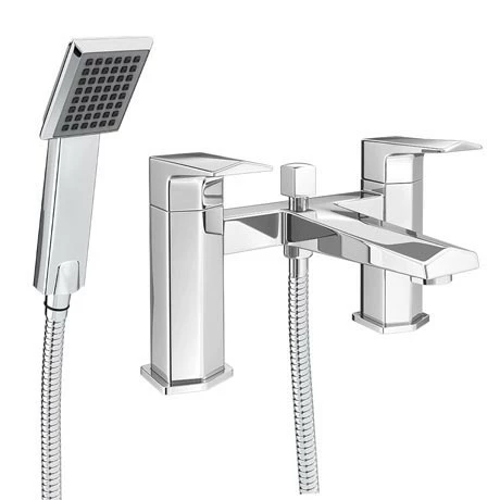 Venice Modern Geometric Bath Shower Mixer Tap + Shower Kit 1 Venice Modern Geometric Bath Shower Mixer Tap + Shower Kit