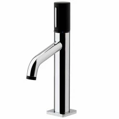Venice Modern Round Basin Mixer Tap - Chrome / Matt Black