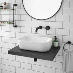 Venice Floating Basin Shelf (Gloss Grey - 600mm Wide) 8 Venice Floating Basin Shelf (Gloss Grey - 600mm Wide) -Venice shop V6GGSLF d4 460