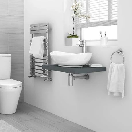 Venice Floating Basin Shelf (Gloss Grey - 600mm Wide) 2 Venice Floating Basin Shelf (Gloss Grey - 600mm Wide) - Image 2