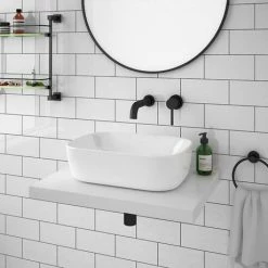 Venice Floating Basin Shelf (Gloss White - 600mm Wide) 9 Venice Floating Basin Shelf (Gloss White - 600mm Wide) -Venice shop V6GWSLF d4 460