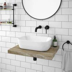 Venice Floating Basin Shelf (Light Oak - 600mm Wide) -Venice shop V6LKSLF d2 460
