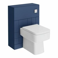 Venice Abstract Blue Complete Toilet Unit W. Pan, Cistern + Polished Chrome Flush