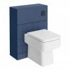 Venice Abstract Blue Complete Toilet Unit W. Pan, Cistern + Matt Black Flush