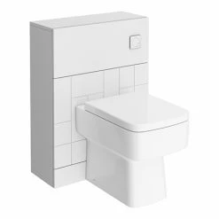 Venice Abstract White Complete Toilet Unit W. Pan, Cistern + Polished Chrome Flush