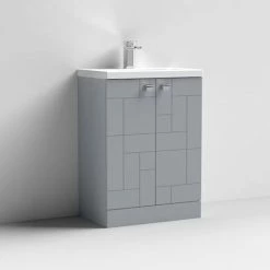 Venice Abstract 600mm Grey Vanity Unit - Floor Standing 2 Door Unit With Chrome Square Drop Handles 8 Venice Abstract 600mm Grey Vanity Unit - Floor Standing 2 Door Unit With Chrome Square Drop Handles -Venice shop VAFS600GRY D1 460