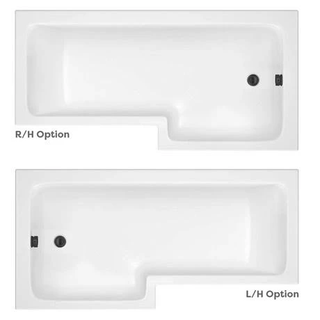 Venice Shower Bath - 1700 L Shaped W. Matt Black Abstract Grid Screen + Satin Grey Panel 2 Venice Shower Bath - 1700 L Shaped W. Matt Black Abstract Grid Screen + Satin Grey Panel - Image 2