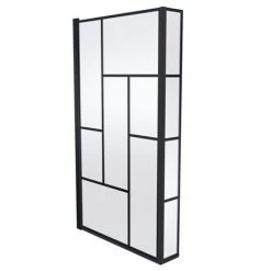 Venice Shower Bath - 1700 L Shaped W. Matt Black Abstract Grid Screen + Satin Grey Panel 6 Venice Shower Bath - 1700 L Shaped W. Matt Black Abstract Grid Screen + Satin Grey Panel -Venice shop VAGL17G d2 460