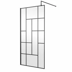 Venice 1600 X 800 Matt Black Abstract Grid Wet Room (1000mm Screen + Tray) -Venice shop VAMBG05 d1 460