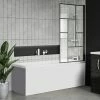 Venice Abstract Matt Black Grid Bath Screen With Square Single Ended Bath