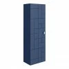 Venice Abstract Wall Hung Tall Storage Cabinet - Blue - With Brushed Brass Square Drop Handle