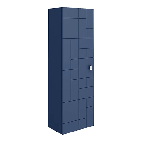 Venice Abstract Wall Hung Tall Storage Cabinet - Blue - With Chrome Square Drop Handle 1 Venice Abstract Wall Hung Tall Storage Cabinet - Blue - With Chrome Square Drop Handle