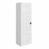 Venice Abstract Wall Hung Tall Storage Cabinet - White - With Matt Black Square Drop Handle