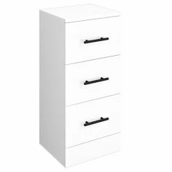 Venice 350x300mm Gloss White 3 Drawer Unit With Matt Black Handles