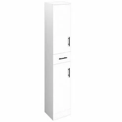 Venice 350x300mm Gloss White Tallboy Unit With Matt Black Handles