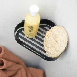 Venice Black Corner Shower Basket -Venice shop VB225BLK D2 460