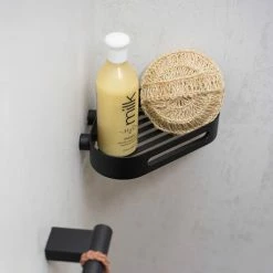 Venice Black Corner Shower Basket -Venice shop VB225BLK D3 460