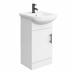 Venice 460 Gloss White Vanity With Matt Black Handle (Unit Depth 300mm)