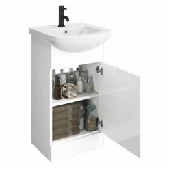 Venice 460 Gloss White Vanity With Matt Black Handle (Unit Depth 300mm) -Venice shop VB450 d3 460