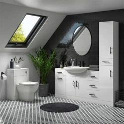 Venice 560 Gloss White Vanity With Matt Black Handles (Unit Depth 300mm) -Venice shop VB550 d2 460