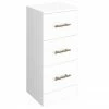 Venice 350x300mm Gloss White 3 Drawer Unit With Brushed Brass Handles