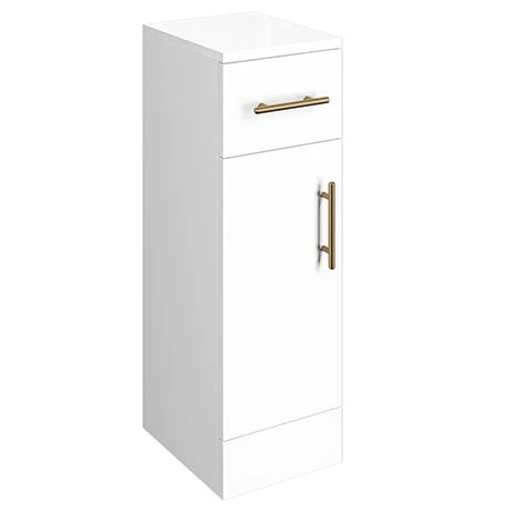 Venice 250x300mm Gloss White Cupboard Unit With Brushed Brass Handles 1 Venice 250x300mm Gloss White Cupboard Unit With Brushed Brass Handles