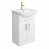 Venice 560 Gloss White Vanity With Brushed Brass Handles (Unit Depth 300mm)