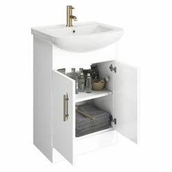 Venice 560 Gloss White Vanity With Brushed Brass Handles (Unit Depth 300mm) -Venice shop VBB550 d2 460