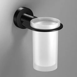 Venice Black Glass Tumbler & Holder