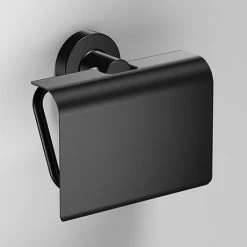 Venice Black Toilet Roll Holder With Cover