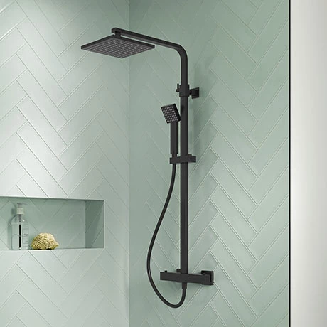 Venice Cubo Matt Black Modern Thermostatic Shower 1 Venice Cubo Matt Black Modern Thermostatic Shower