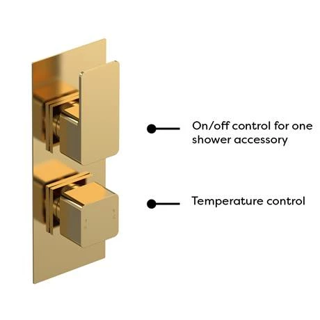 Venice Cubo Twin Thermostatic Shower Valve - Brushed Brass 2 Venice Cubo Twin Thermostatic Shower Valve - Brushed Brass - Image 2