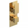 Venice Cubo Twin Thermostatic Shower Valve - Brushed Brass