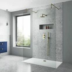 Venice Giro Brushed Brass Shower Head With Wall Mounted Arm - 200mm -Venice shop VCBBRDA d1 460
