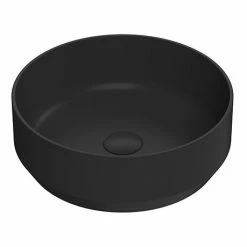 Venice Matt Black Round Counter Top Basin - 350mm Diameter