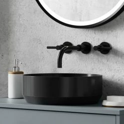 Venice Matt Black Round Counter Top Basin - 350mm Diameter -Venice shop VCT03BLA d3 460