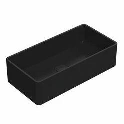 Venice Matt Black Rectangular Counter Top Basin - 465 X 235mm