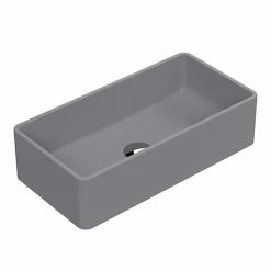 Venice Matt Grey Rectangular Counter Top Basin - 465 X 235mm