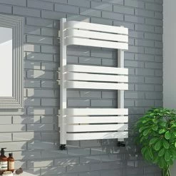 Venice White 800 X 500 Designer D-Shaped Heated Towel Rail