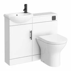 Venice Gloss White Vanity Unit Cloakroom Suite W. Matt Black Handle -Venice shop VEN1MB d6 460