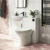 Venice Gloss White Vanity Unit Cloakroom Suite W. Matt Black Handle