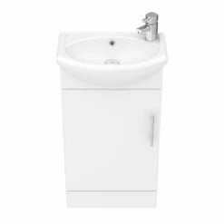 Venice Gloss White Vanity Unit Cloakroom Suite W. Chrome Handle -Venice shop VEN2CH d2 460