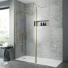 Venice Brushed Brass Outer Framed 8mm Wetroom Screen With Support Arm (1950mm High) - Various Sizes