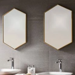 Venice Brushed Brass 500 X 750mm Hexagonal Mirror -Venice shop VENHXBRA D2 460