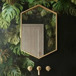 Venice Brushed Brass 500 X 750mm Hexagonal Mirror -Venice shop VENHXBRA D3 460