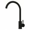 Venice Modern Kitchen Mixer Tap With Swan Neck Swivel Spout - Matt Black