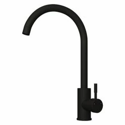 Venice Modern Kitchen Mixer Tap With Swan Neck Swivel Spout - Matt Black