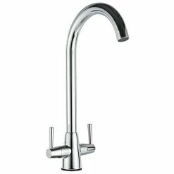 Venice Modern Dual Lever Kitchen Mixer Tap With Swivel Spout - Chrome
