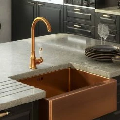 Venice Traditional Kitchen Mixer Tap With Swivel Spout - Brushed Copper -Venice shop VENKT32 D2 460